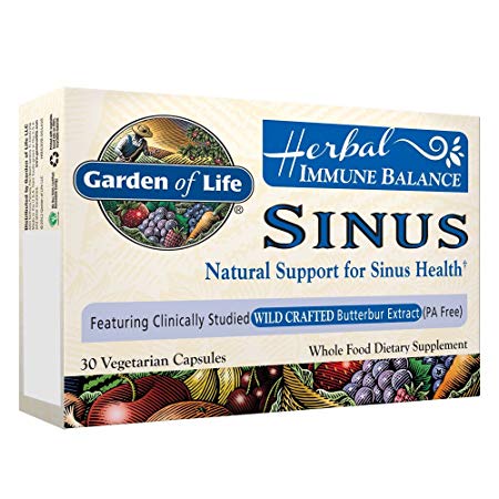 Garden of Life Natural Sinus Support - Herbal Immune Balance Sinus with Enzyme Blend, Vegetarian, 30 Capsule