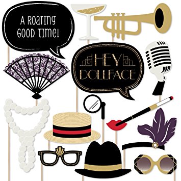 Roaring 20's - Twenties Art Deco Jazz 1920s Photo Booth Props Kit - 20 Count