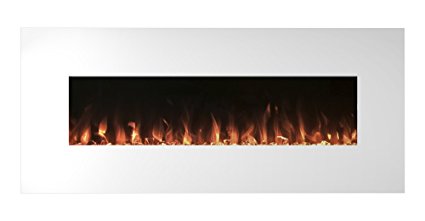 Electric Fireplace Wall Mounted, Color Changing LED Flame and Remote, 50 Inch By Northwest (White)