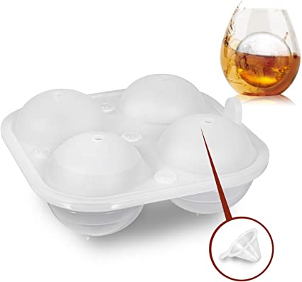 Round Ice Cube Mold, Easy Release Ice Ball Mold Ice Cube Trays Silicone Ice Cube Tray Large Ice Cube Tray for Whiskey, Cocktail Flexible, White