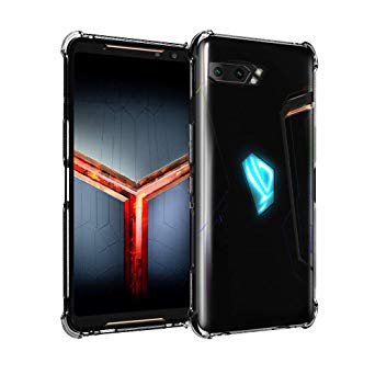 Orzero Soft TPU Case Compatible for ASUS ROG Phone 2 2019 (Not Fit for 1st Gen), Rubber Elastic Airbag Shock Absorbing Body Protection Phone Case -Crystal Black