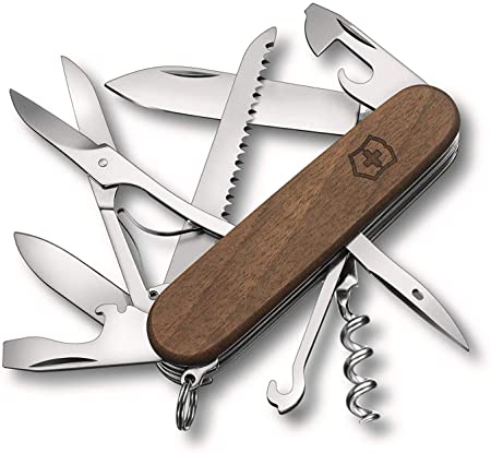 Victorinox Huntsman Wood Walnut - Swiss Army Pocket Knife 91 mm - 13 Tools