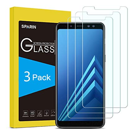 [3 Pack] Galaxy A8 2018 Screen Protector, SPARIN Tempered Glass - Anti-Scratch/9H Hardness/HD Clear Screen Protector for Samsung Galaxy A8 2018, 5.6 inch