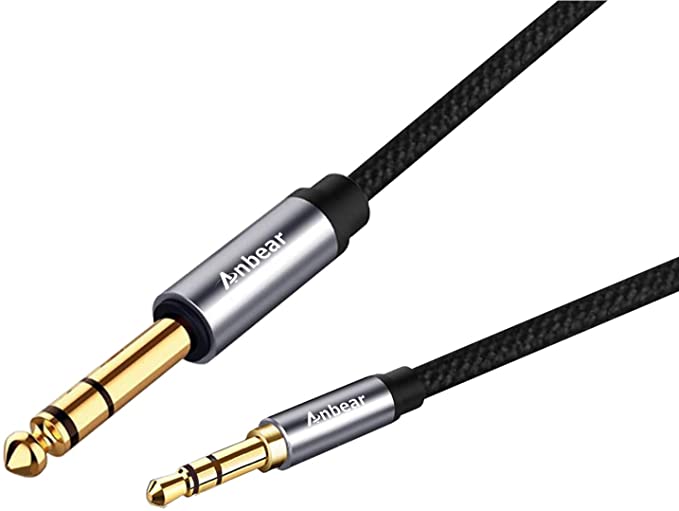 6.35mm to 3.5mm Headphone Cable 6.6FT,Anbear 1/4 to 1/8 Headphone Adapter TRS Stereo Audio Alloy Housing and Nylon Braid Compatible with Guitar, Piano, Amplifiers,Mixing Console