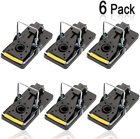 Mouse Trap That Work Instantly Indoor Outdoor Reusable Quick Kill Rat Trap Plastic Mouse Traps, Pack of 6 (Black)