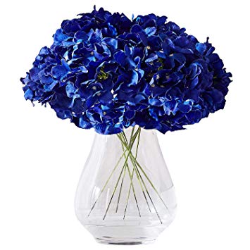Kislohum Hydrangea Silk Flower Heads 10 Navy Blue Artificial Hydrangea Silk Flowers Head for Wedding Centerpieces Bouquets DIY Floral Decor Home Decoration with Long Stems