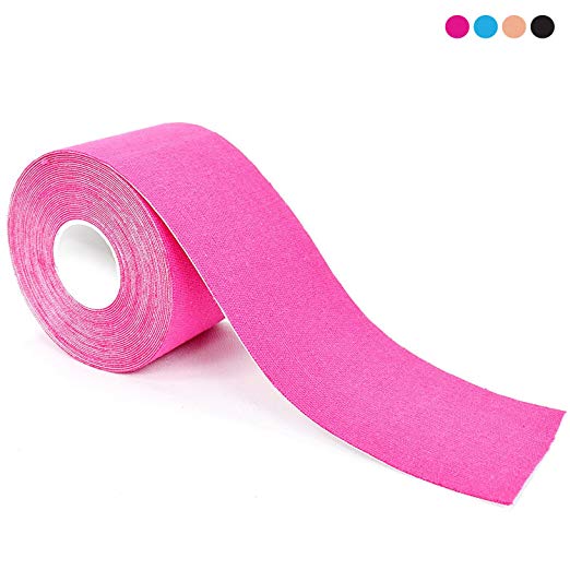 Kinesiology Tape Pro Athletic Sports. Knee, Ankle, Muscle, Kinetic Sport Dynamic, Physical Therapy. Strong-Rock Breathable h2o Resist Cotton.Roll,Uncut,2in x 16.4ft.Bulk k -Pink