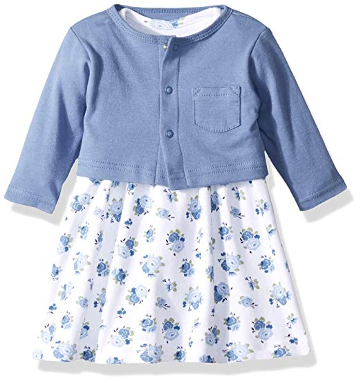 Luvable Friends Baby Girls' Dress and Cardigan Set