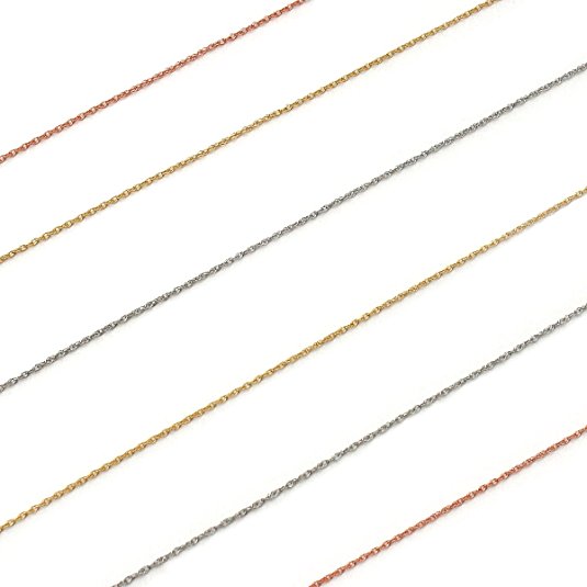 10k Yellow, White or Rose Gold 0.90mm Delicate Rope Chain Necklace