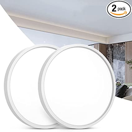 qimedo 24w Flush Mount Ceiling Light 2 Pack, 9 Inch Ultra-Thin Ceiling Light Daylight, Round Flat Panel Light, Surface Mount Ceiling Light Fixture for Hallway, Bedroom, Kitchen