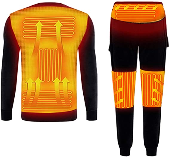 IOIOA Thermal Underwear for Men&Women,USB Electric Heated Thermal Long Sleeve T Shirts and Pants,Washable Motorcycle Jacket for Outdoor Sports