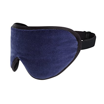 Royal Navy Blue Sleeping Mask Eye Shade by Masters of Mayfair. Luxurious with Silk and Lavender scents. Handmade in London, England. Helps you sleep better on flights, vacation and at home.