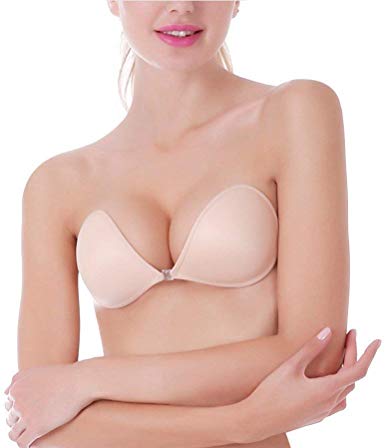 MITALOO Push up Strapless Self Adhesive Plunge Bra Invisible Backless Sticky Bras