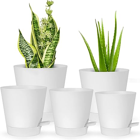 OGIMA Indoor Flower Pots, Self Watering Planters with Drainage Holes and Water Storage Plus for Indoor & Outdoor Plants, Succulent, Flower