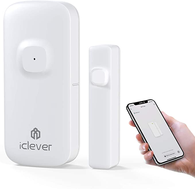 iClever WiFi Door Window Sensor, Smart Sensor Contact Door Window Sensor, Compatible with Alexa Google Assistant, No Hub Required, Wireless Security Alarm Door Open Chime for Home Bussiness Alert