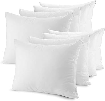 The Grand King Size Pillow Protectors Zippered Cases | Poly Cotton Pillow Covers Allergy-Free | Breathable and Quiet (King Set of 8, White (20"x36"))