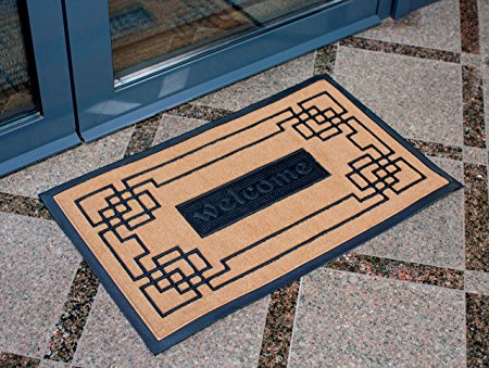 Slonser Modern Welcome Mat - Carpet Entrance Rug Front Door Mat - Indoor Outdoor Easy Clean Floor Mat For Home 18"x30" - Interior Rubber Doormat - Inside Outside Use - Keep Your House Clean and Cozy