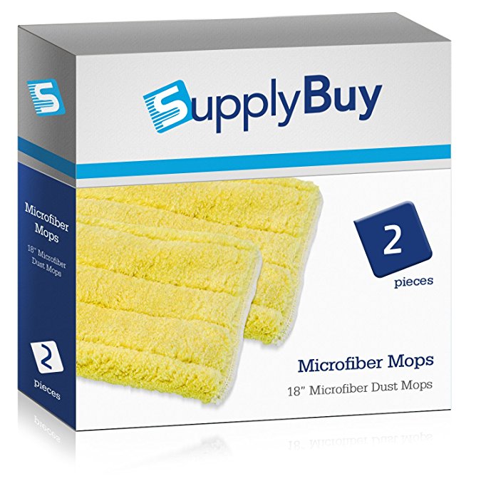 SupplyBuy 18" Premium Microfiber Dust Mops | All-Surface Cleaning Mops | Pack of 2