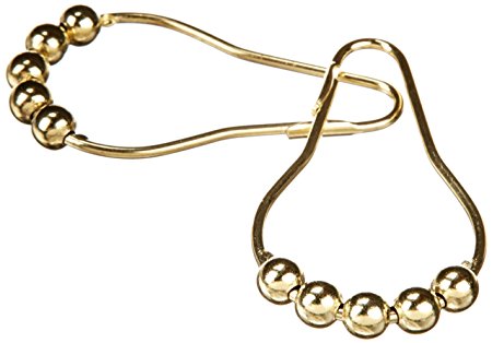 Heavy Duty Roller Shower Curtain Rings, Polished Brass Clipperton RollerRings, Set of 12