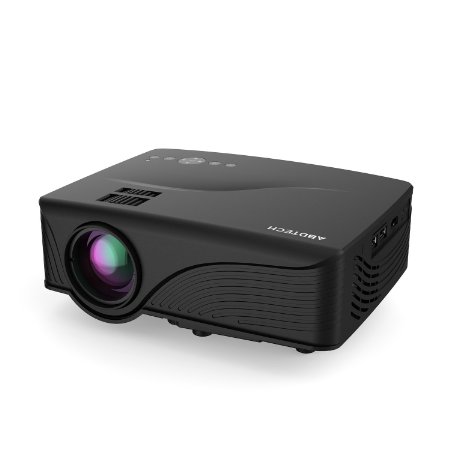 Abdtech 1200 Lumens Mini LED Multimedia Home Theater Projector - Max 120" Screen Optical Keystone USB/AV/SD/HDMI/VGA Interface - Ideal for Video Games, Movie Night, Family Videos and Pictures