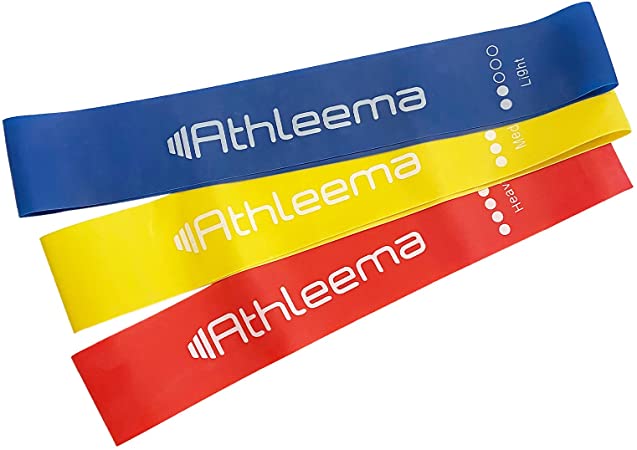Athleema Set of 3 Loop Resistance Bands 12" X 2" Won't Roll, Non-Slip, Non-Stick, Ultra Durable
