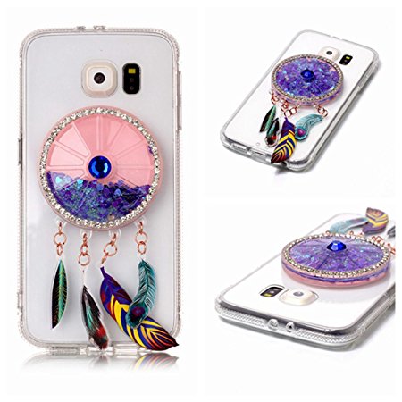 S6 Case, Galaxy S6 Case, DAMONDY 3D Bling Cute Diamond Glitter Liquid Floating Quicksand Water Flowing Ultra Clear Soft TPU Case for Samsung Galaxy S6 (2015 Released) ONLY -dream purple