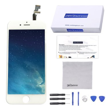 iPhone 6 Screen Replacement White-4.7 Inch/Digitizer Frame Assembly Full Set LCD Touch Screen Replacement for iPhone 6 4.7 Inch-White-DWX Electronics