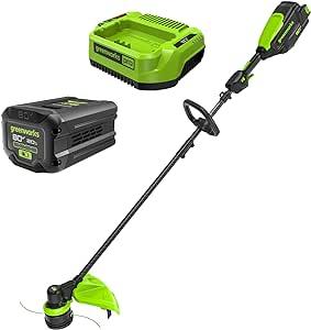 Greenworks 80V 16" Brushless Cordless String Trimmer (Carbon Fiber), 2.0Ah Battery and Charger Included