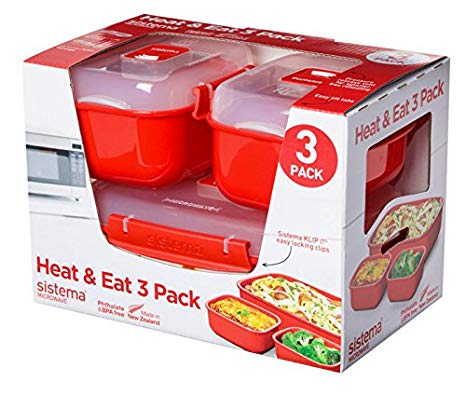 Sistema Microwave Heat and Eat 3 Pack Clear, Red, Pack of 3