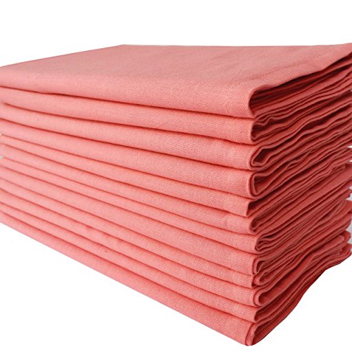 Pack of 12 Pieces,100% Cellulose Cotton fibres,20" Square, Oversized Coral Colored Solid Dinner Napkin with Decorative selvedge fold. Luxurious items@ very Low & Affordable Price By Linen Clubs