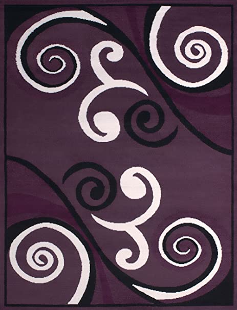 United Weavers of America Dallas Billow Rug - 5ft. 3in. x 7ft. 2in, Plum, Jute Area Rug with Scrollwork Pattern. Room Décor