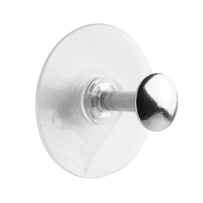 InterDesign Gia Bathroom Shower Plastic Suction Cup Hook for Loofah, Washcloth, Brush - Chrome