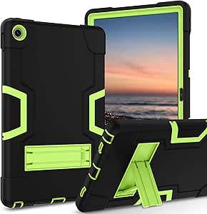 DUEDUE Case for Lenovo Tab M10 Plus 10.6"(3rd Gen) 2022-Kickstand Heavy Duty Hard PC Cover Shockproof Full Body Protective Case for Lenovo Tab M10 Plus 10.6 Inch-TB125FU/TB128FU/TB128XU, Black/Green