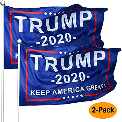 Filimino Keep America Great Flag - President Donald Trump 2020 Flag 2Pcs- Vivid Color and UV Fade Resistant 3x5 Feet with Grommets Double Stitched