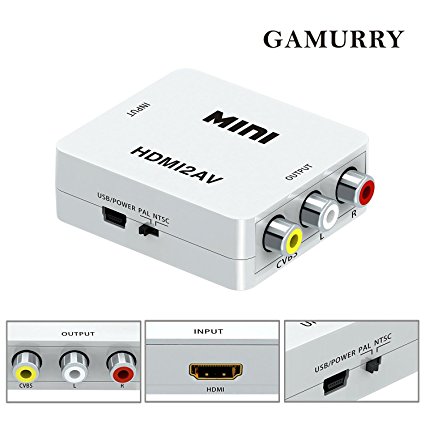 HDMI To RCA, 1080P HDMI To AV RCA Audio Video Converter Adapter With USB Charger Cable For PC Laptop HDTV DVD