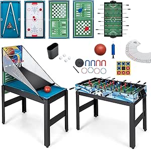 Goplus 14-in-1 Multi Game Table, Combo Game Table w/Foosball, Air Hockey, Pool, Table Tennis, Basketball, Chess, Checkers, Bowling, Shuffleboard, Kids Adults Gifts for Home, Arcade, Game Room