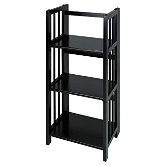 Casual Home 331-32 3-Shelf Folding Bookcase 14" Wide Black