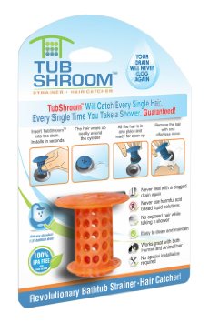 TubShroom The Revolutionary Shower Tub Drain Protector Hair Catcher/Strainer/Snare, Orange