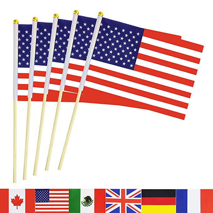 USA Stick Flag,50 Pack Hand Held Small US American Nations Flag With Wood Pole Mini International Countries World Flags Banner On Sticks,Party Decorations For Parades,4th Of July,School Sport Events