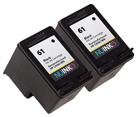 NUINKO 2 Pack Remanufactured HP 61 Ink Cartridge Black CH561WN for HP ENVY 4500 5530 4502 4504 Deskjet 2050 3050 2540 1050 1510 1000 1010 3050A 2542 2544 2510 3510 1512 OfficeJet 4630 2620 4632 Printers