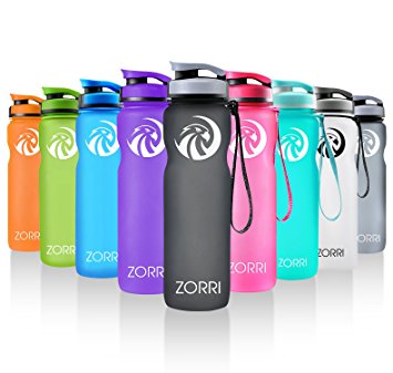 ZORRI Best Sport Water Bottle-600ml & 1000ml-Eco Friendly & BPA-Free Plastic-For Running,Gym,Yoga,Outdoors and Camping-Wide Mouth-Fast Water Flow-Opens With 1-Click-Reusable with Leak-proof Lid Gift