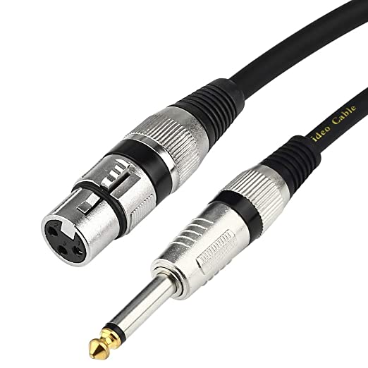 TISINO XLR Female to 6.35mm(1/4 Inch) TS Mono Microphone Cable Mic Cable Unbalanced Interconnect Wire Mic Cord - 25 FT/8 Meters