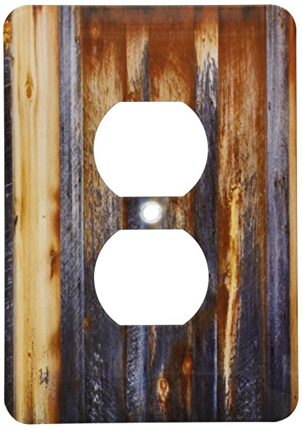 3dRose LLC lsp_124675_6 Brown Barn Wood Look 2 Plug Outlet Cover