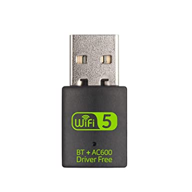 USB WiFi Bluetooth Adapter, 600Mbps Dual Band 2.4/5GHz Wireless Network Card, USB WiFi Dongle for PC/Laptop/Desktop, Support Windows XP/7/8.1/10