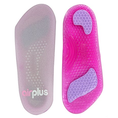 Airplus Gel Orthotic 3/4 Length Comfort and Stability Shoe Insoles, Womens, Size 5-11