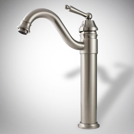 14" Contemporary Bathroom Lavatory Vanity Vessel Sink Faucet, Brushed Nickel, Swivel Spout