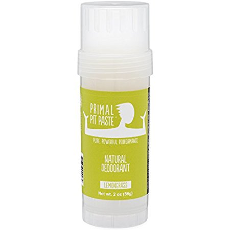 Primal Pit Paste All Natural Lemongrass Deodorant – Aluminum Free, Paraben Free, Non-GMO for Women and Men – BPA Free 2 Oz Stow-and-Go Stick – Made with Essential Oils