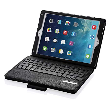 POWERADD Apple iPad Pro 9.7 Keyboard Leather Case, Folio/Detachable Smart Case/Cover W/Removable Wireless Keyboard, Built-in Stand for iPad Air 1/2, iPad Pro 9.7 inch 2016/2017/2018 - Black