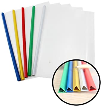 PRALB 25PCS Standard Sliding Bar Translucent Design Project File,Report Covers for A4,Perfect for School and Office,5 Color
