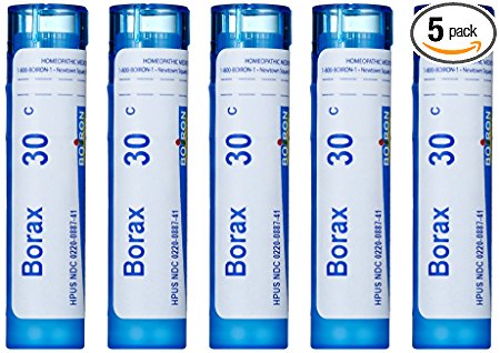 Boiron Homeopathic Medicine Borax, 30C Pellets, 80-Count Tubes (Pack of 5)